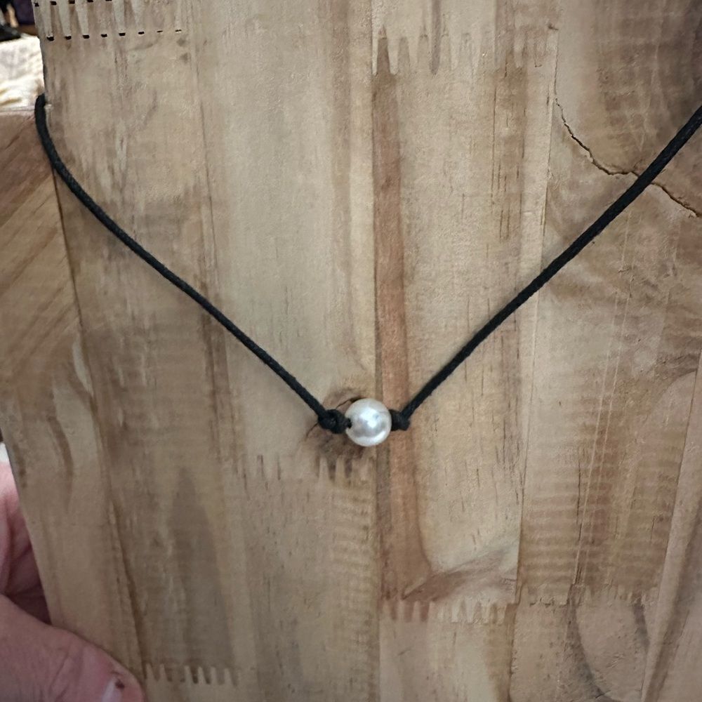 Elegant Black Cord Necklace with Pearl Accent